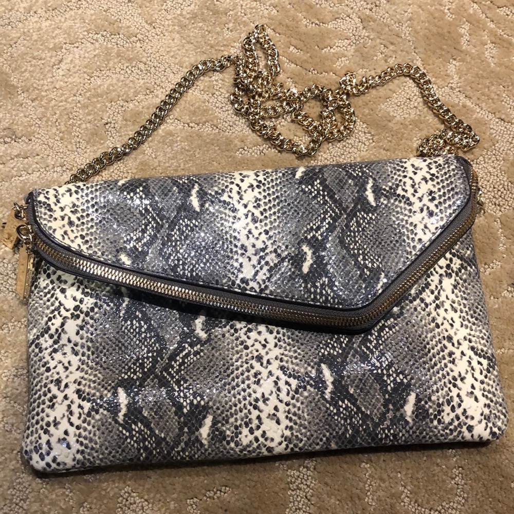 Henri Bendel python zipper handbag